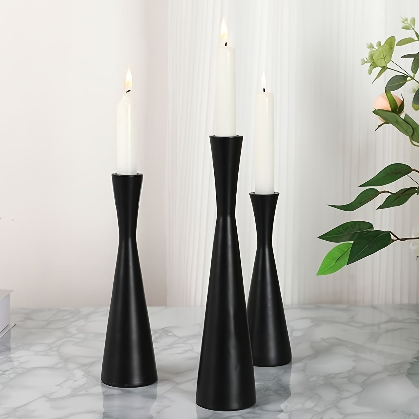 Eleganta Brons & Svarta Ljusstakar – Set om 3
