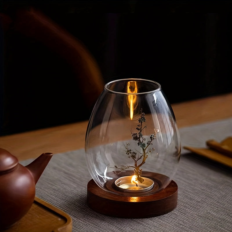 Elegant Glasljushållare med Träbas