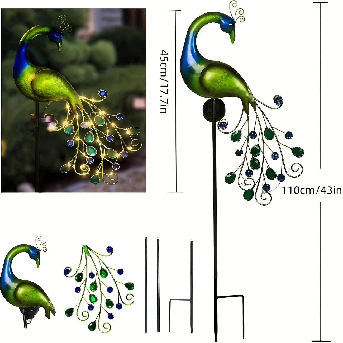 Peacock-aurinkolamppu – elegantti puutarhasisustus