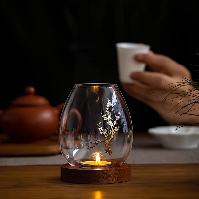 Elegant Glasljushållare med Träbas