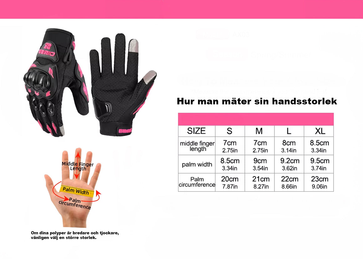 Hengittävät moottoripyöräkäsineet naisille