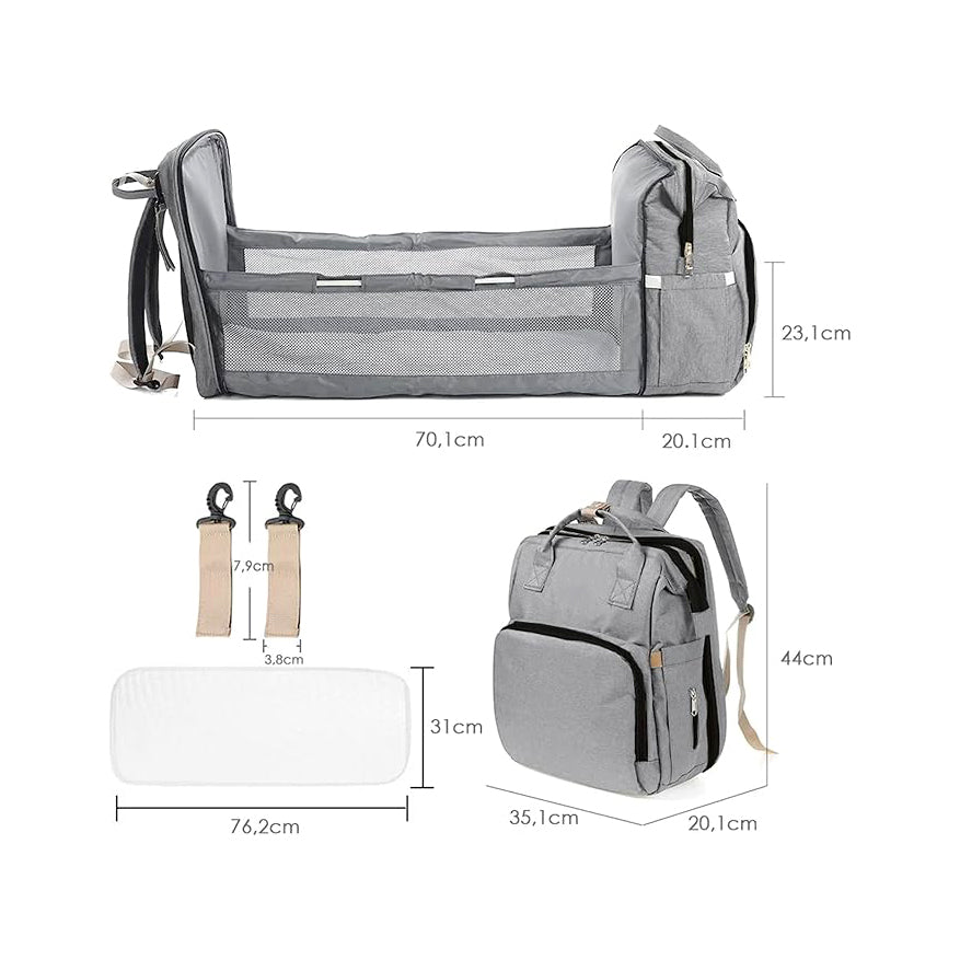 Kannettava vaippalaukku taitettavalla pinnasängyllä