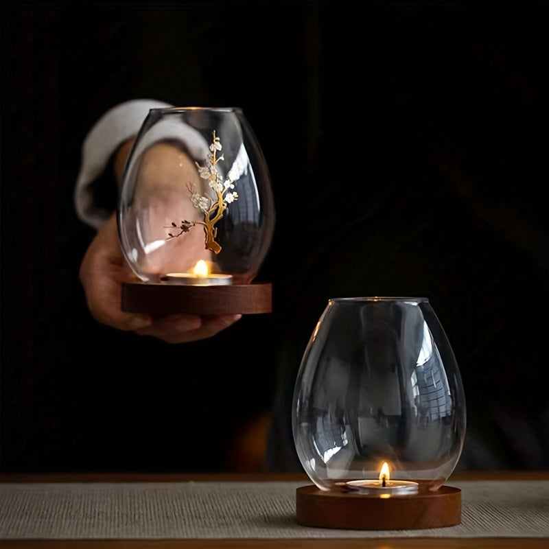 Elegant Glasljushållare med Träbas