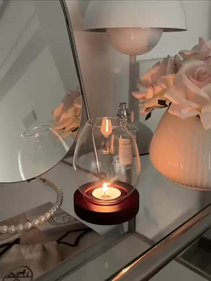Elegant Glasljushållare med Träbas