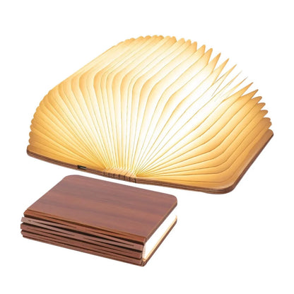 GlowBook – Vikbar LED Boklampa i Trä