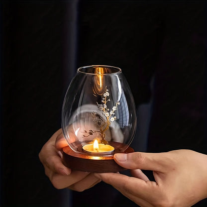 Elegant Glasljushållare med Träbas