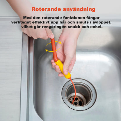 Rensborste för avlopp med roterande handtag