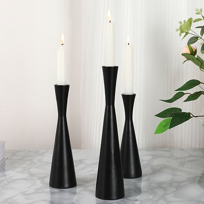 Eleganta Brons & Svarta Ljusstakar – Set om 3
