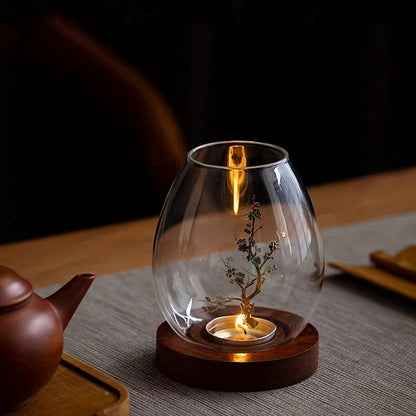 Elegant Glasljushållare med Träbas