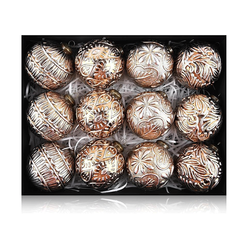Regalia – Julgranskulor med Reliefmönster (12-pack)