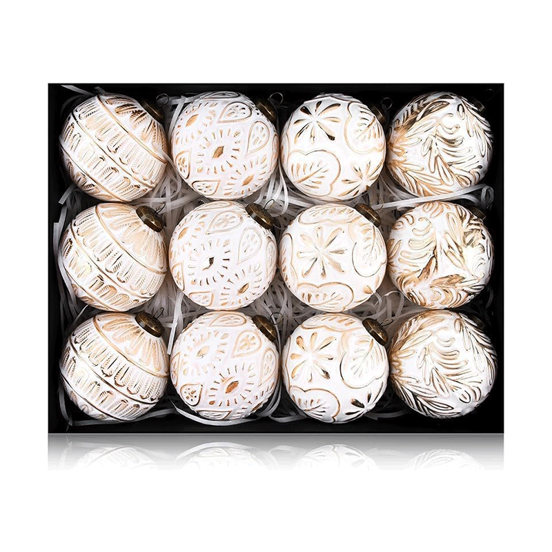 Regalia – Julgranskulor med Reliefmönster (12-pack)