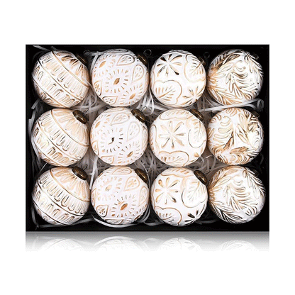 Regalia – Julgranskulor med Reliefmönster (12-pack)