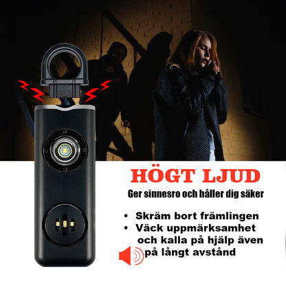 Henkilökohtainen hälytin LED-valolla ja 130 dB:n äänellä – ladattava 
