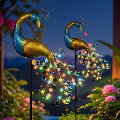 Peacock-aurinkolamppu – elegantti puutarhasisustus
