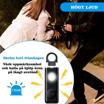 Henkilökohtainen hälytin LED-valolla ja 130 dB:n äänellä – ladattava 