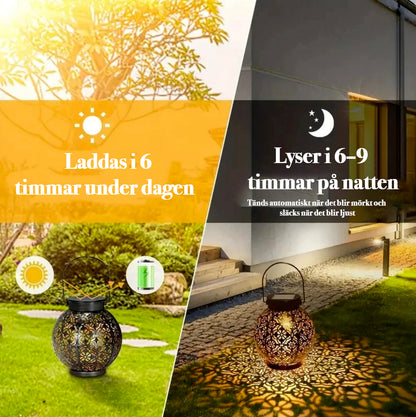 Aurinkokäyttöinen LED-puutarhalyhty – Vedenpitävä metallinen riippuvalaisin 