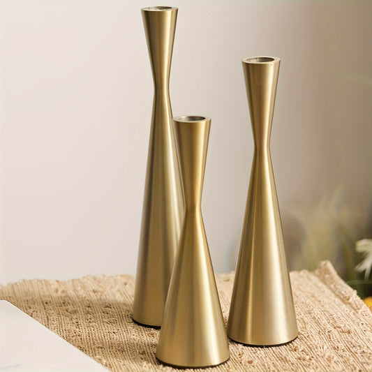 Eleganta Brons & Svarta Ljusstakar – Set om 3