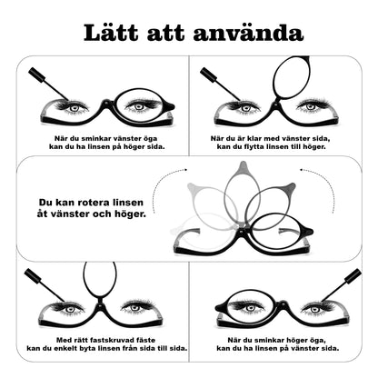 Sminkglasögon med Förstoring – Roterande Lins för Perfekt Makeup